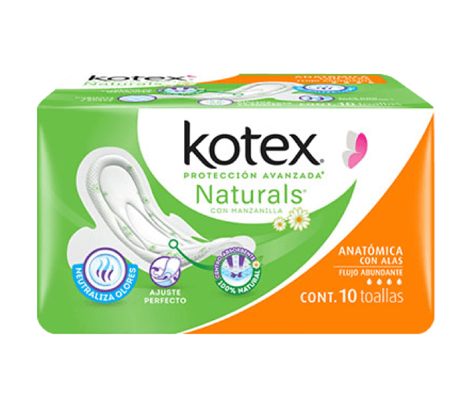 Kotex® Naturals® Anatómica con alas